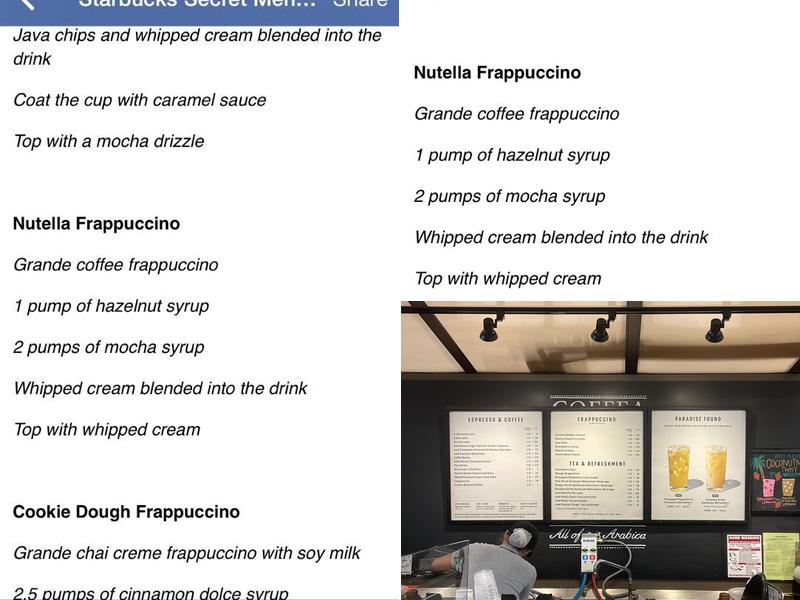 Starbucks Coffee Company Menu