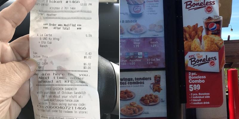KFC Menu