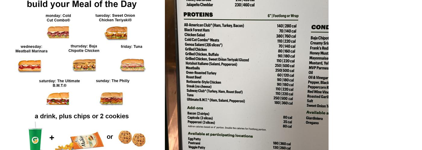 Subway Menu
