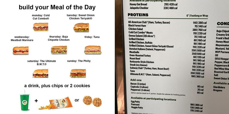 Subway Menu