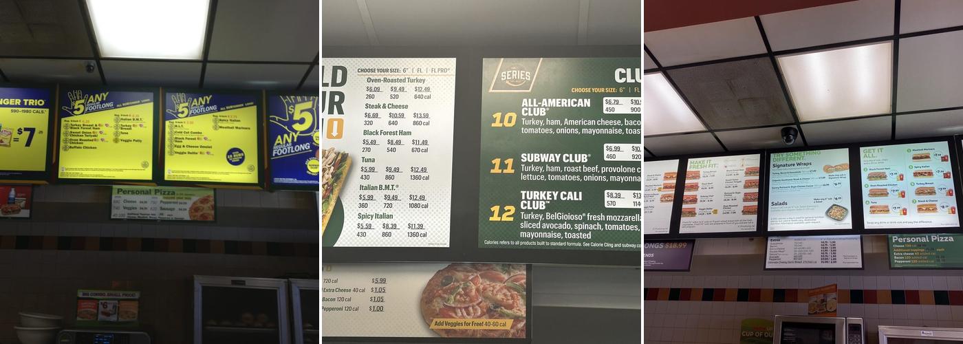 Subway Menu