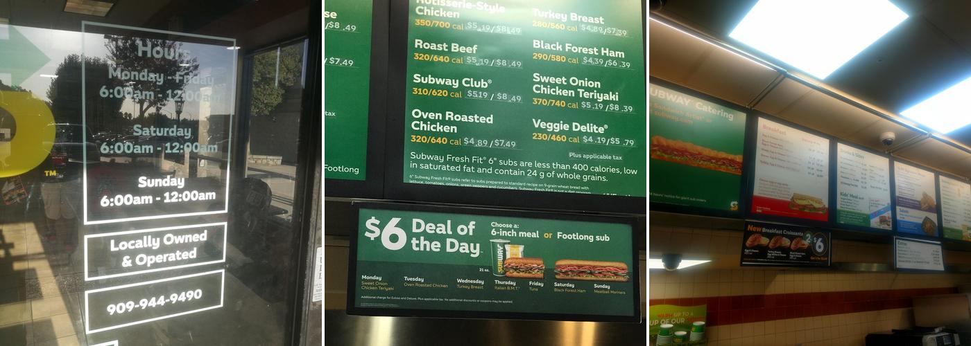 Subway Menu