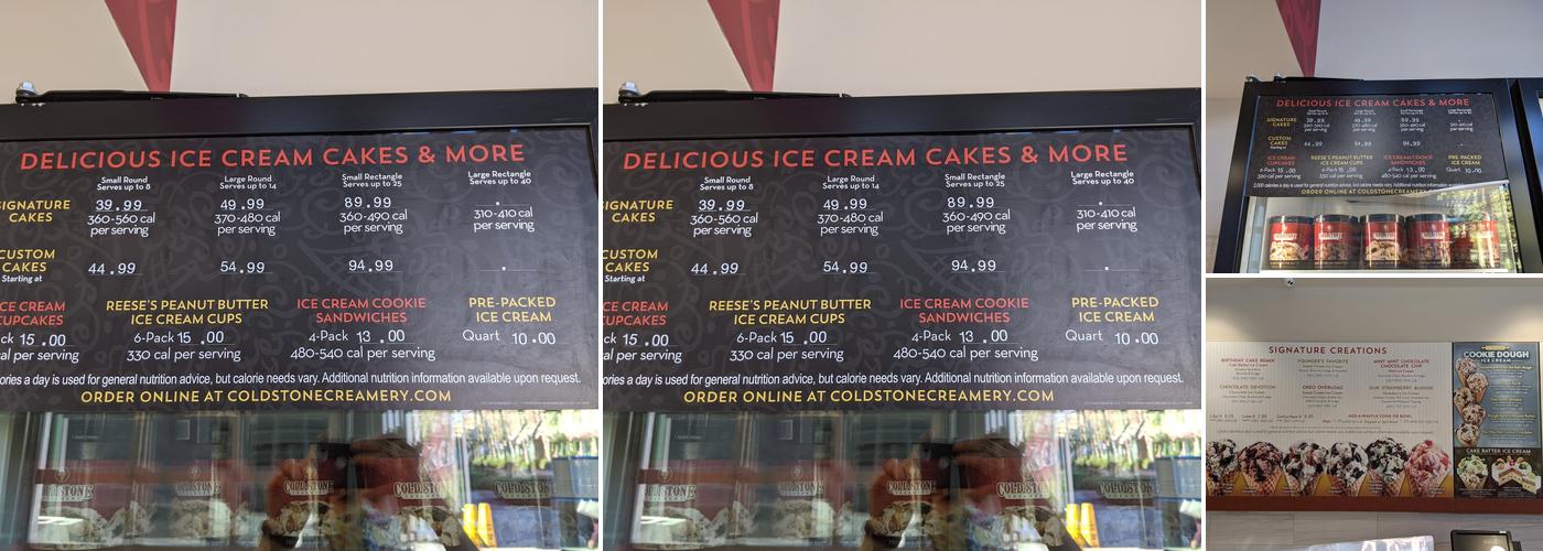 Cold Stone Creamery Menu