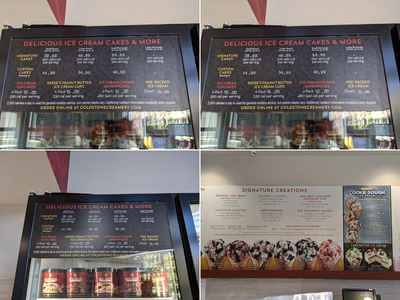 Cold Stone Creamery Menu