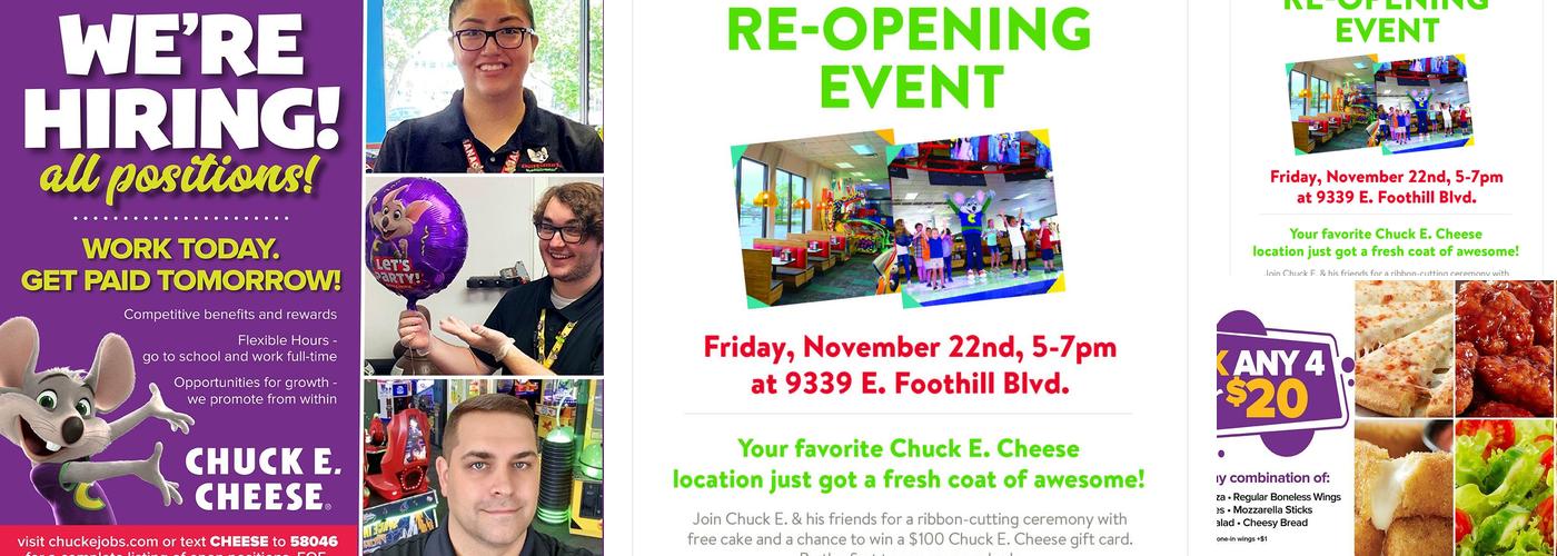 Chuck E. Cheese Menu
