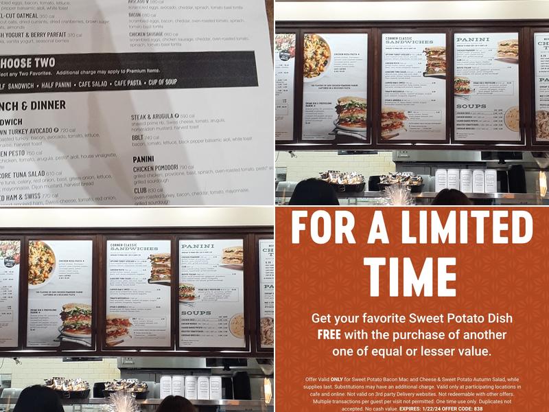 Corner Bakery Cafe Menu