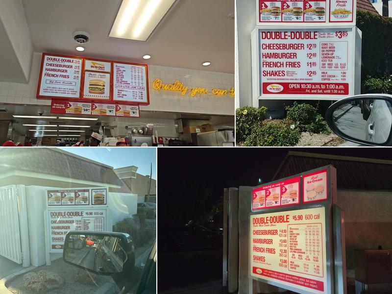 In-N-Out Burger Menu