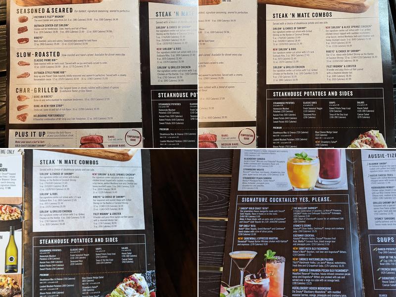 Outback Steakhouse Menu