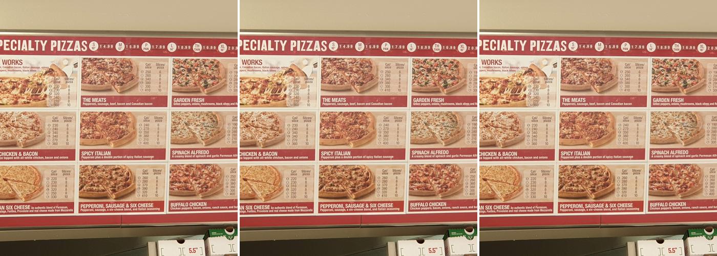 Papa Johns Pizza Menu