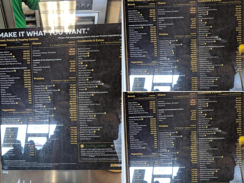 Subway Menu