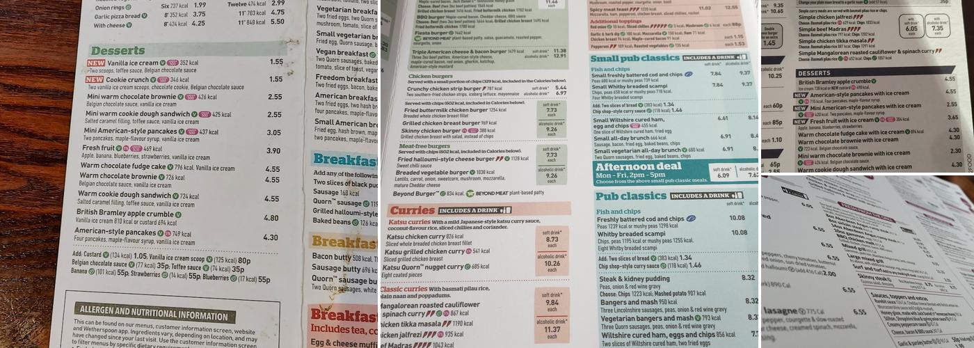 The Wheatsheaf Inn - JD Wetherspoon Menu