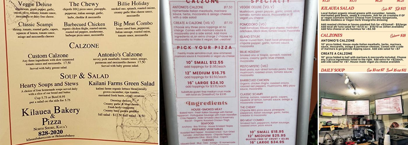 Kilauea Bakery & Pizzeria Menu