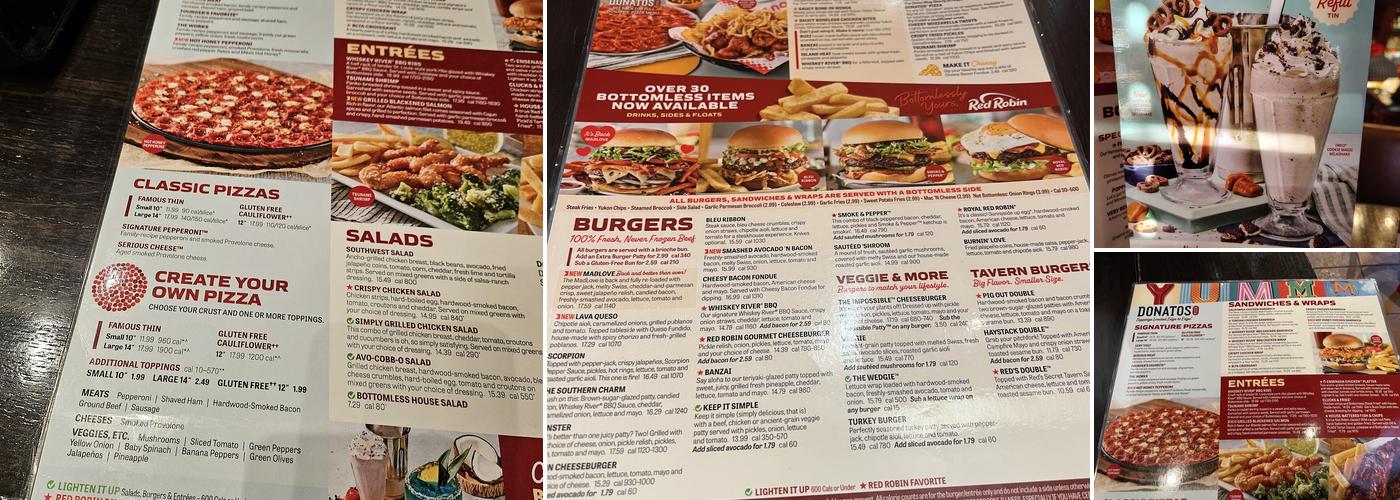 Red Robin Gourmet Burgers and Brews Menu
