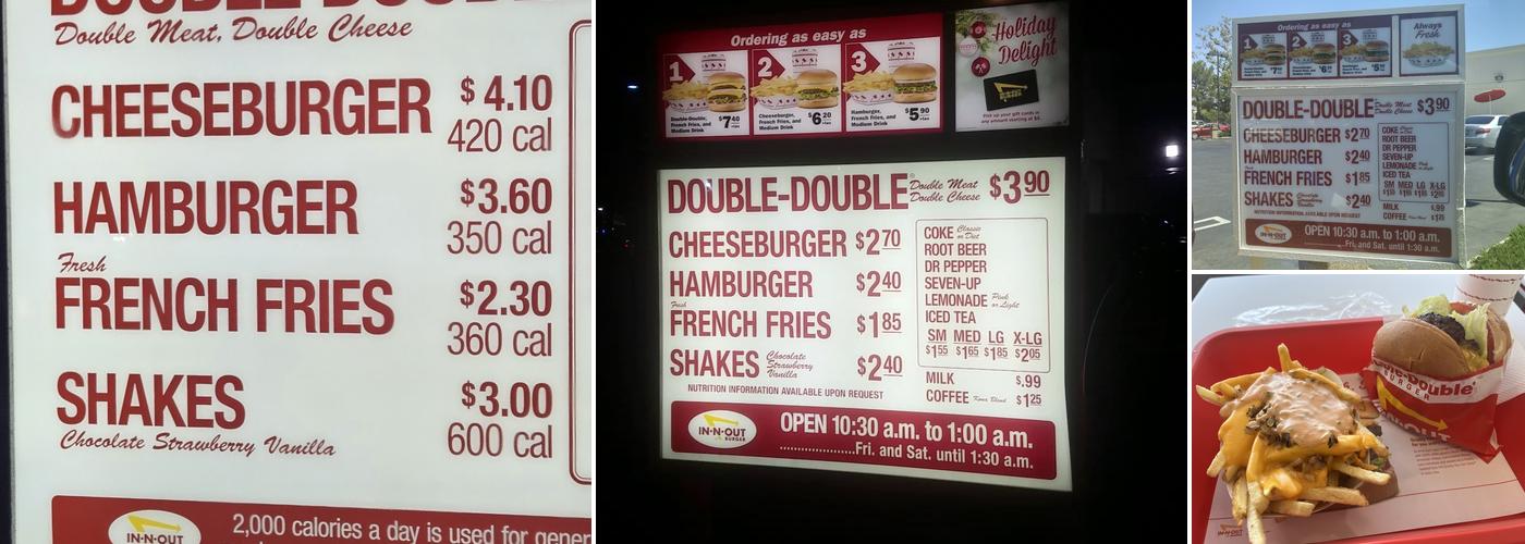 In-N-Out Burger Menu