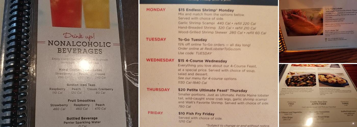 Red Lobster Menu