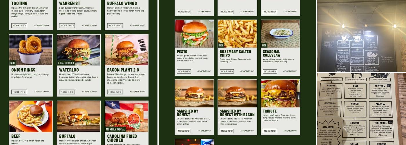 Honest Burgers Warren St Menu