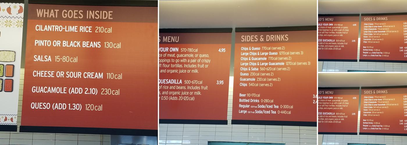 Chipotle Mexican Grill Menu