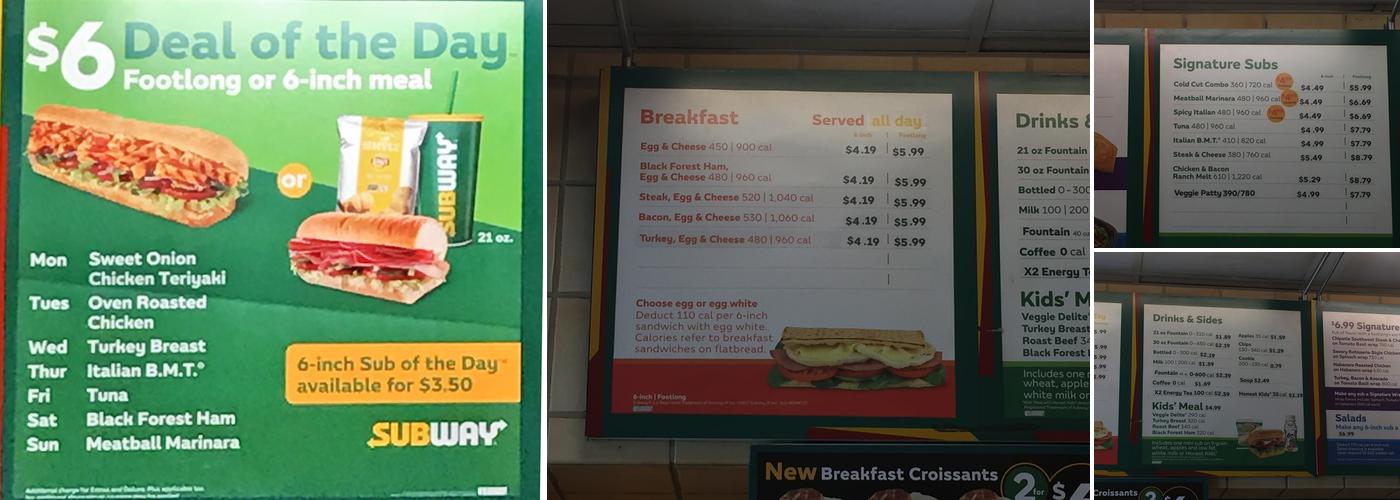Subway Menu