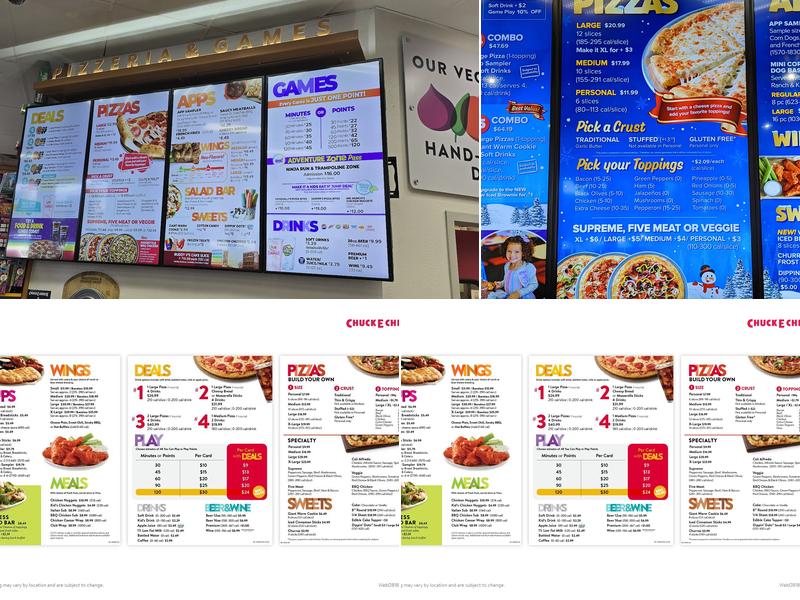 Chuck E. Cheese Menu