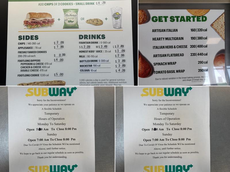 Subway Menu