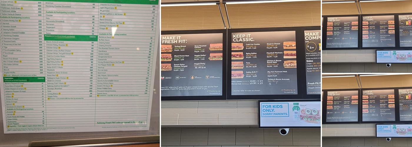 Subway Menu