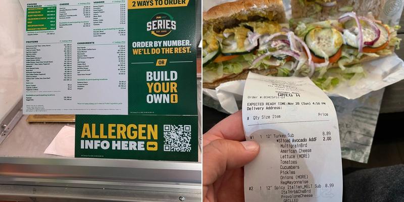 Subway Menu