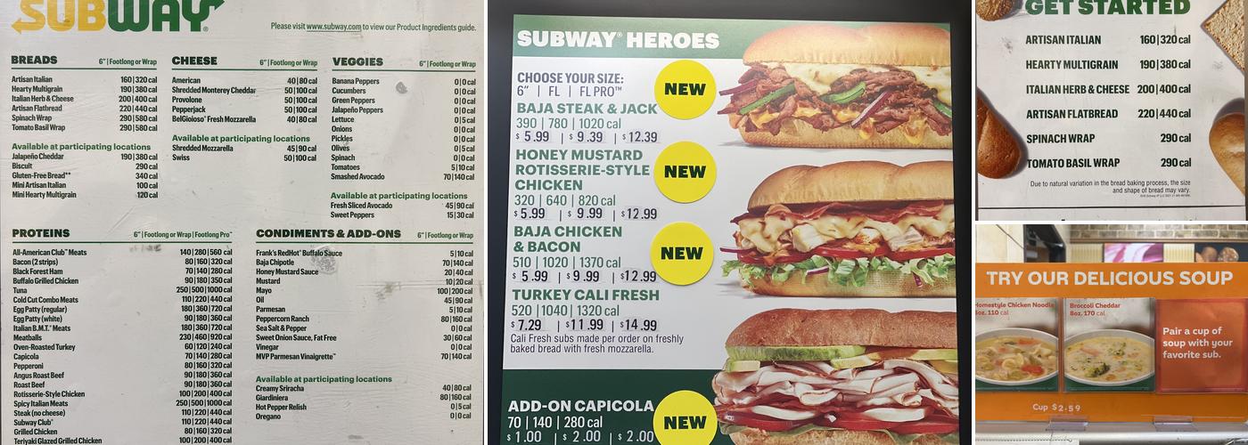 Subway Menu