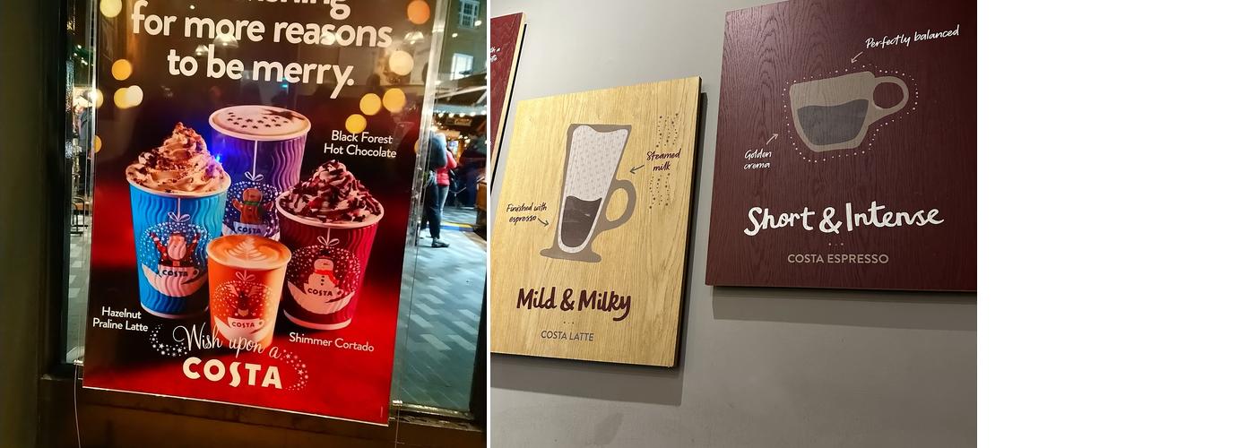 Costa Coffee Menu