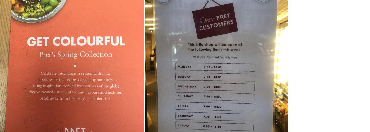 Pret A Manger Menu