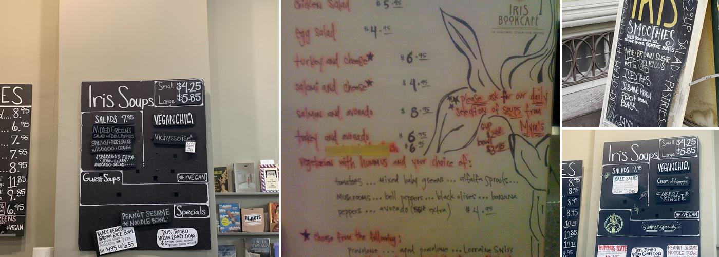 Iris Book Cafe Menu