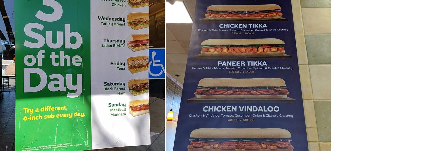 Subway Menu