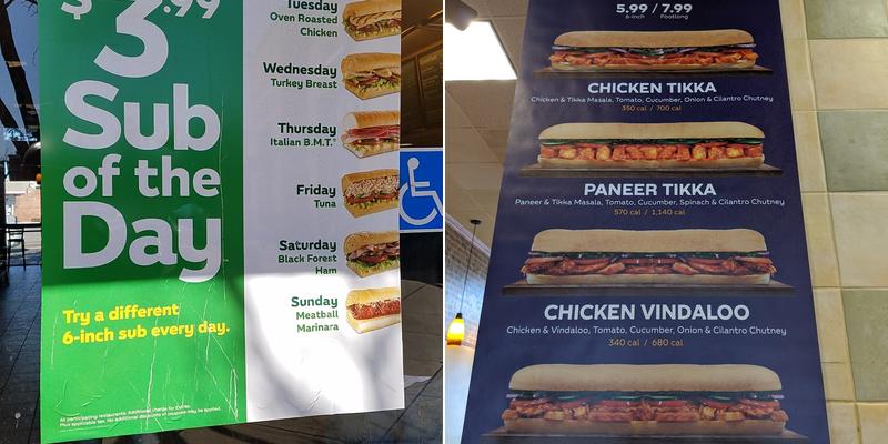 Subway Menu