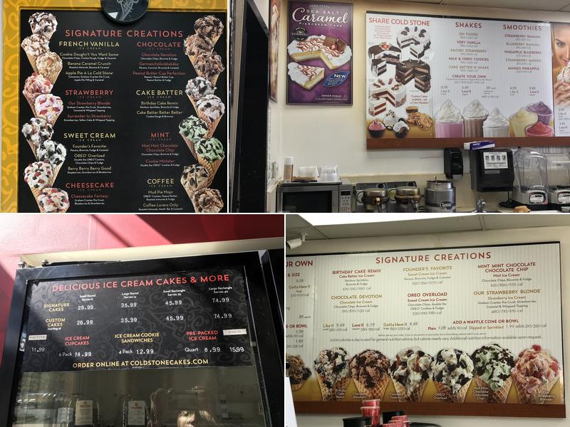 Cold Stone Creamery Menu