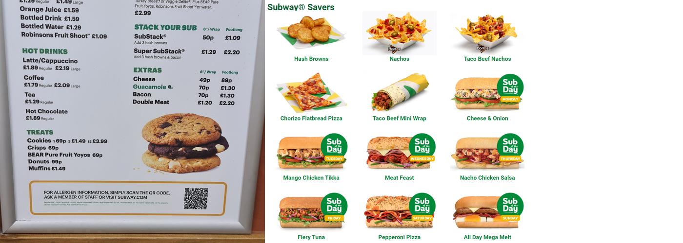 Subway Menu