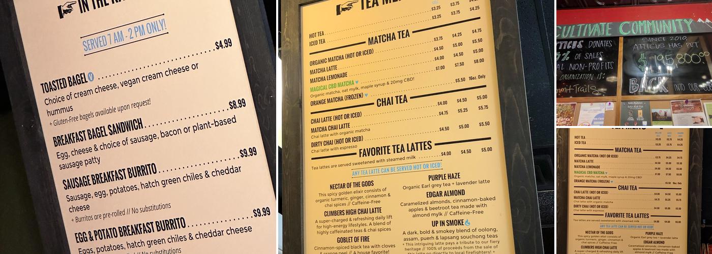 Atticus Coffee & Teahouse Menu