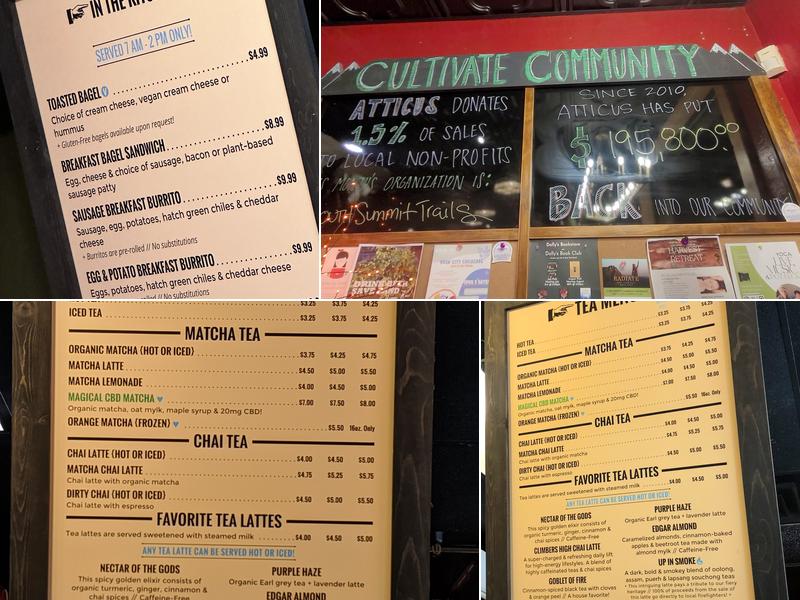 Atticus Coffee & Teahouse Menu