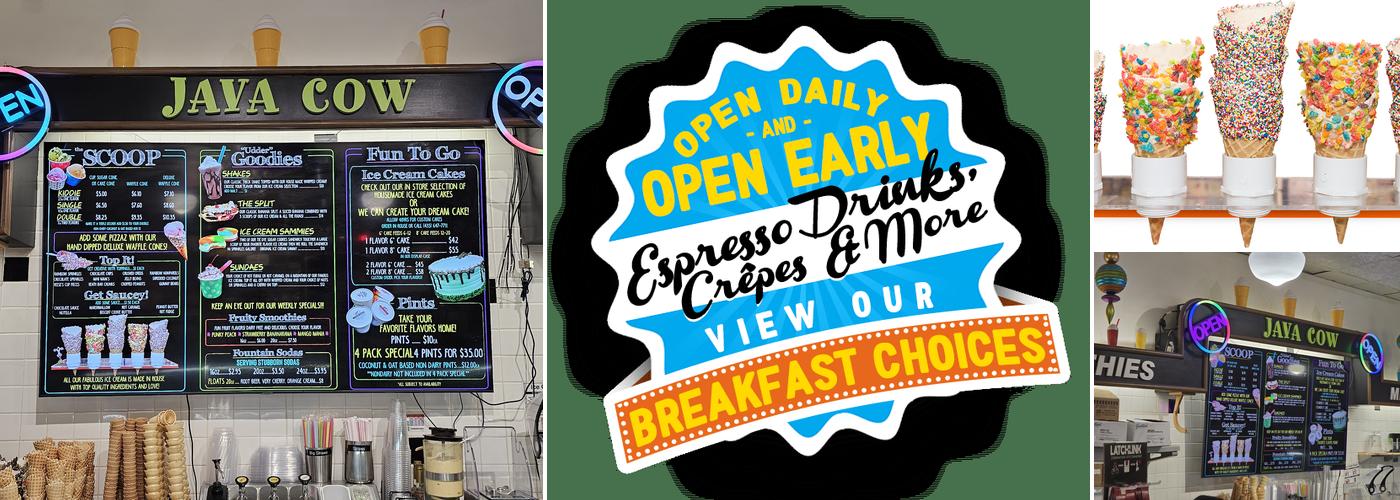 Java Cow Coffee & Ice Cream Menu