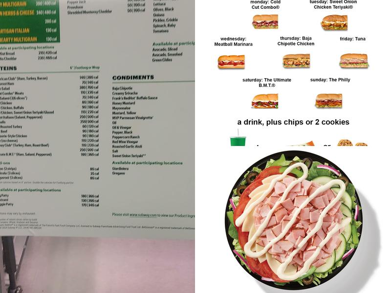 Subway Menu