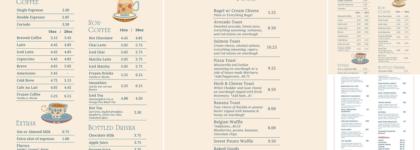 Birdman Coffeehouse and Eatery Menu