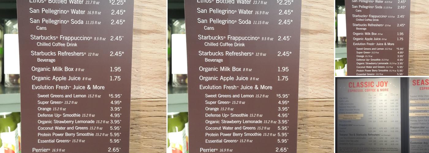 Starbucks Coffee Company Menu