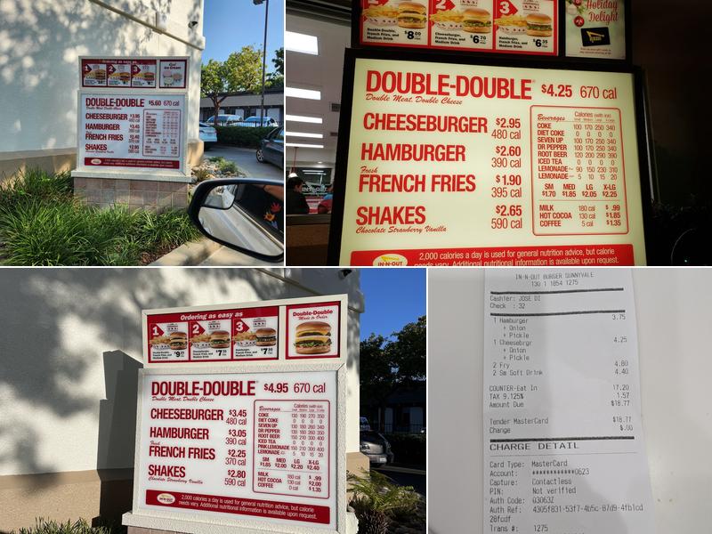 In-N-Out Burger Menu