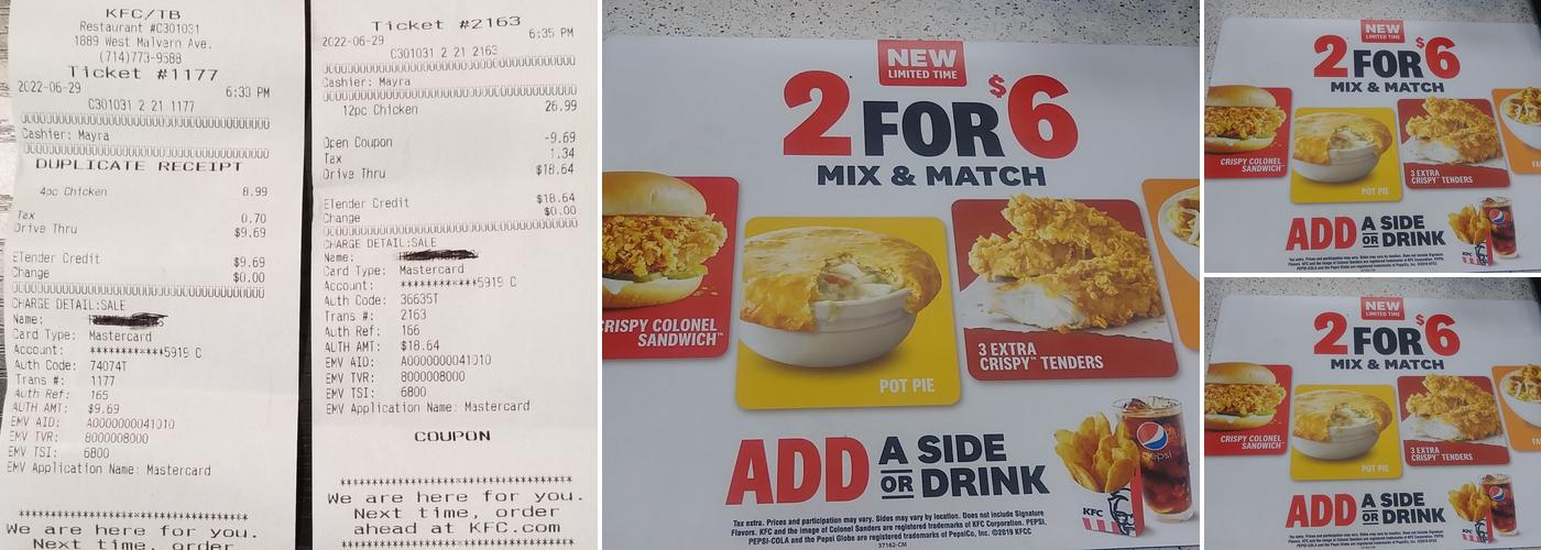 KFC Menu