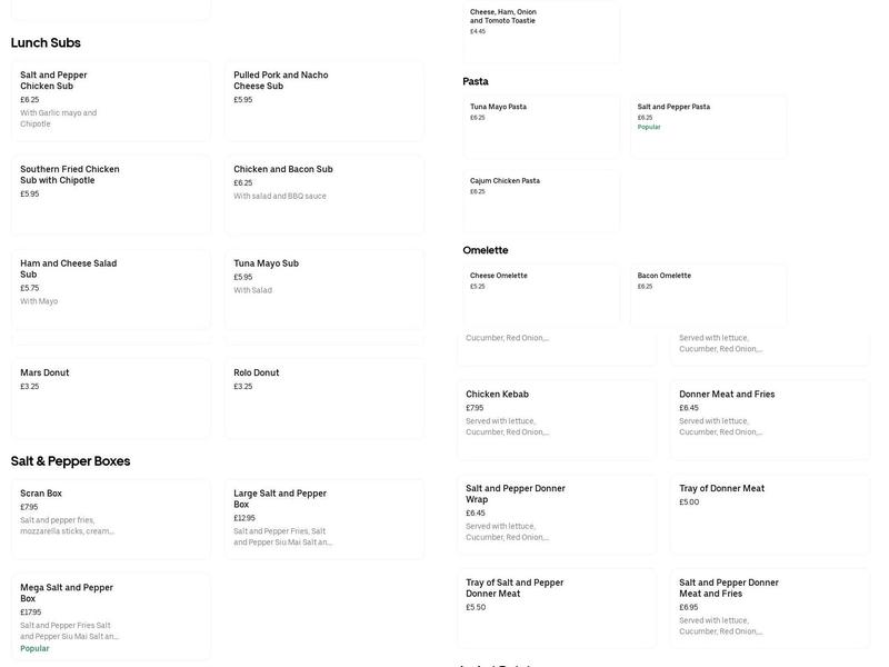 All in One Convenience Store Ltd Menu