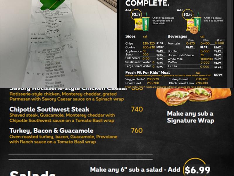 Subway Menu