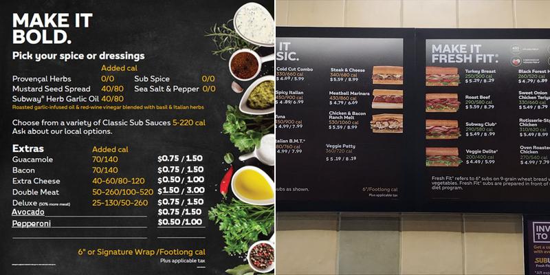 Subway Menu