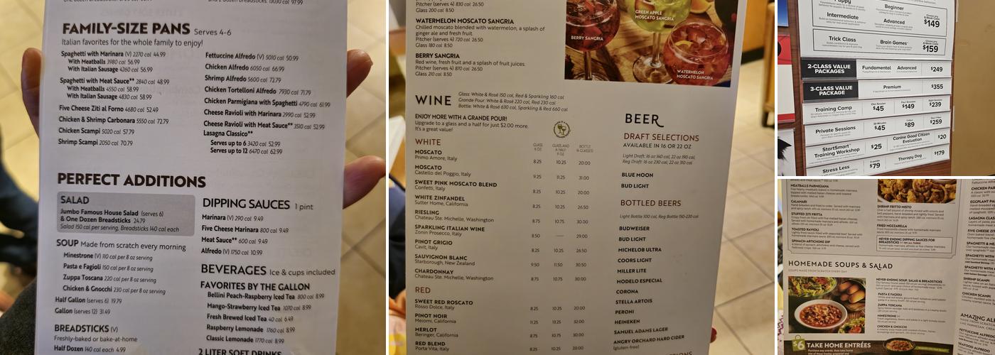 Olive Garden Italian Restaurant Menu