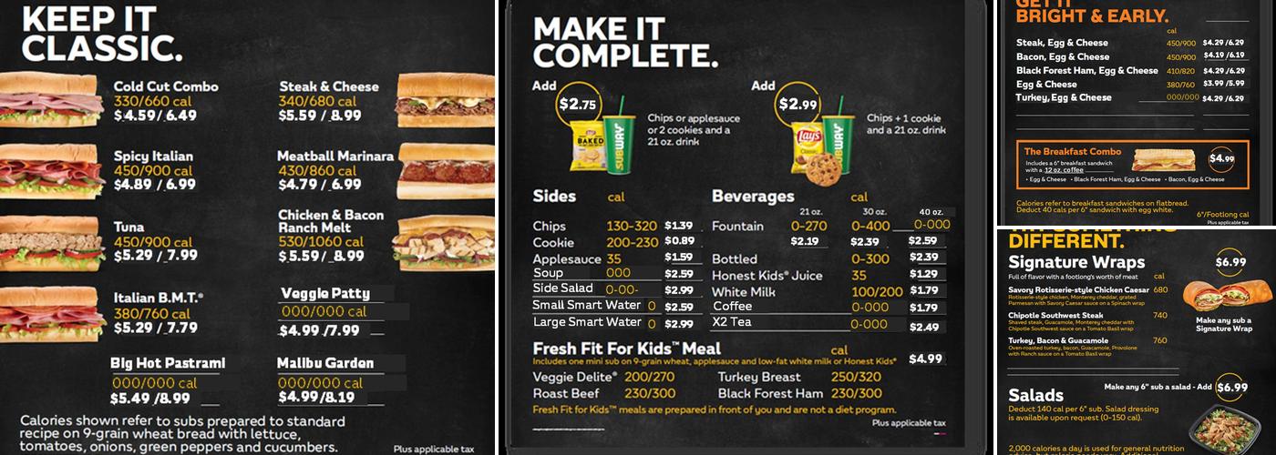 Subway Menu
