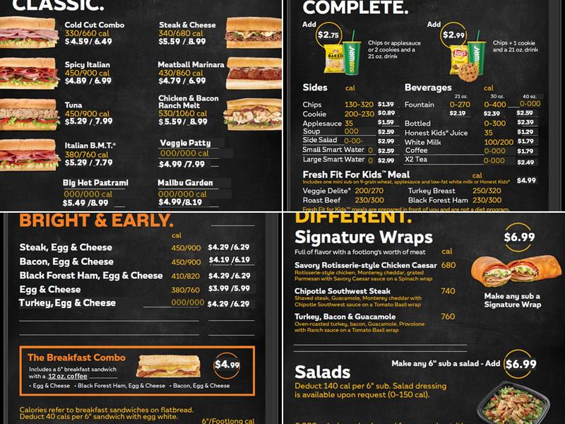 Subway Menu