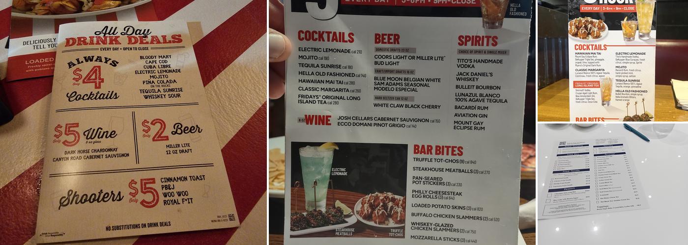 TGI Fridays Menu