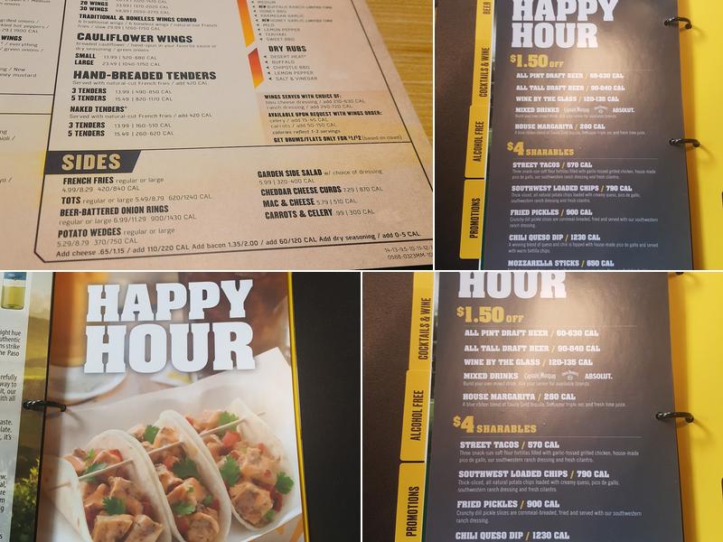 Buffalo Wild Wings Menu